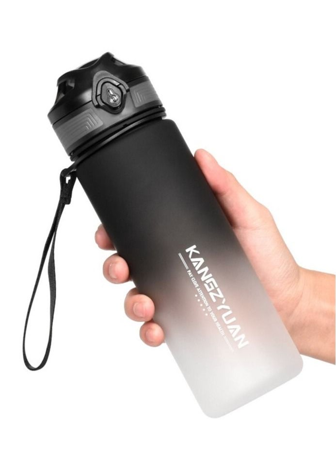 KANGZYUAN - Sports Water Bottle 650ML Protein Shaker Outdoor Travel Portable Leakproof Drinkware Plastic Drink Bottle BPA Free 0.65L Black and White - Image 1