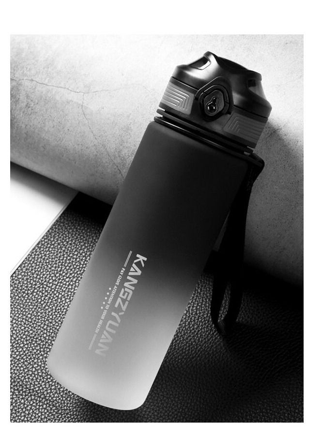 KANGZYUAN - Sports Water Bottle 650ML Protein Shaker Outdoor Travel Portable Leakproof Drinkware Plastic Drink Bottle BPA Free 0.65L Black and White - Image 1