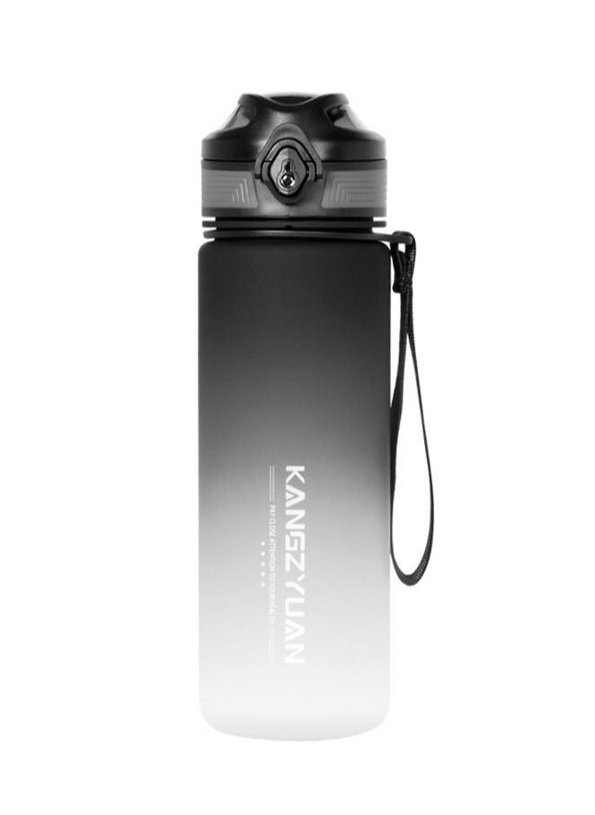 KANGZYUAN - Sports Water Bottle 650ML Protein Shaker Outdoor Travel Portable Leakproof Drinkware Plastic Drink Bottle BPA Free 0.65L Black and White - Image 1