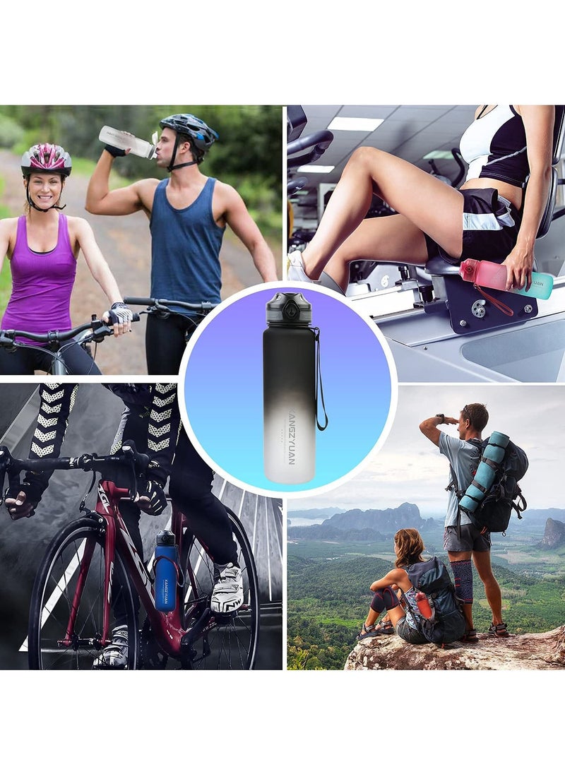 KANGZYUAN - Sports Water Bottle 650ML Protein Shaker Outdoor Travel Portable Leakproof Drinkware Plastic Drink Bottle BPA Free 0.65L Black and White - Image 1