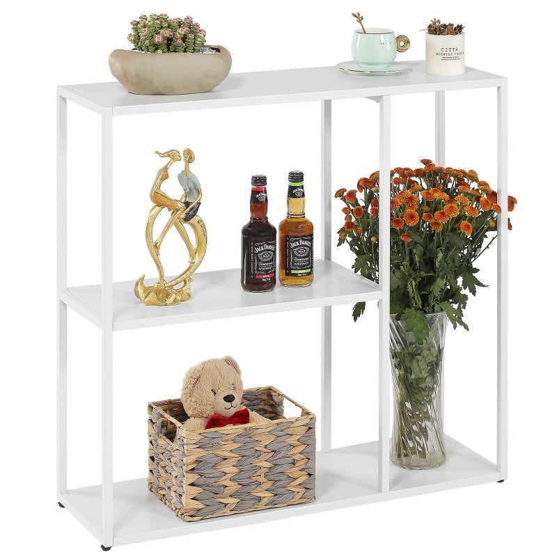 DCLRN White Console Table with Storage Rack Perfect for EntranceFoyerHallwaySofaLiving RoomBarand Kitchen31inWhite