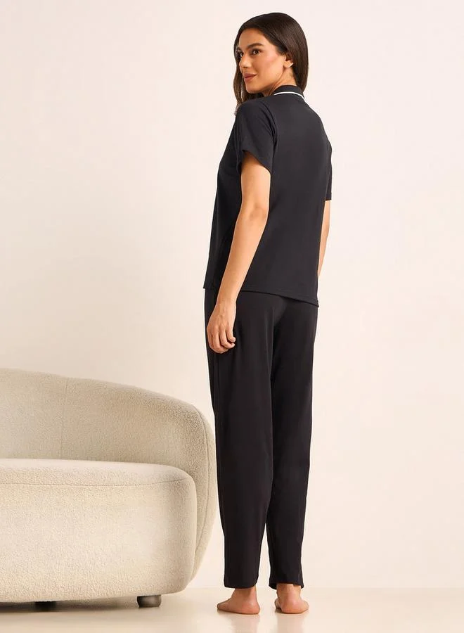 Splash FAV  Pyjama Set Button-Down Shirt and Pants for Women | Best Price UAE