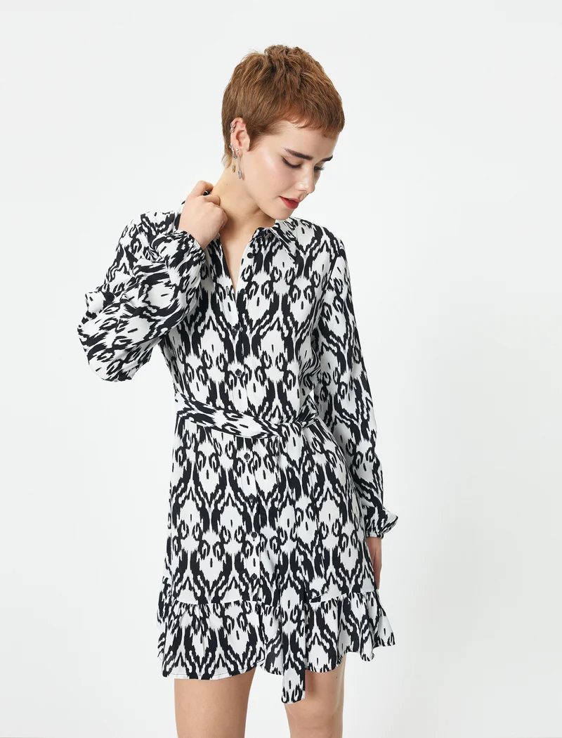 كوتون Long Sleeve Shirt Dress
