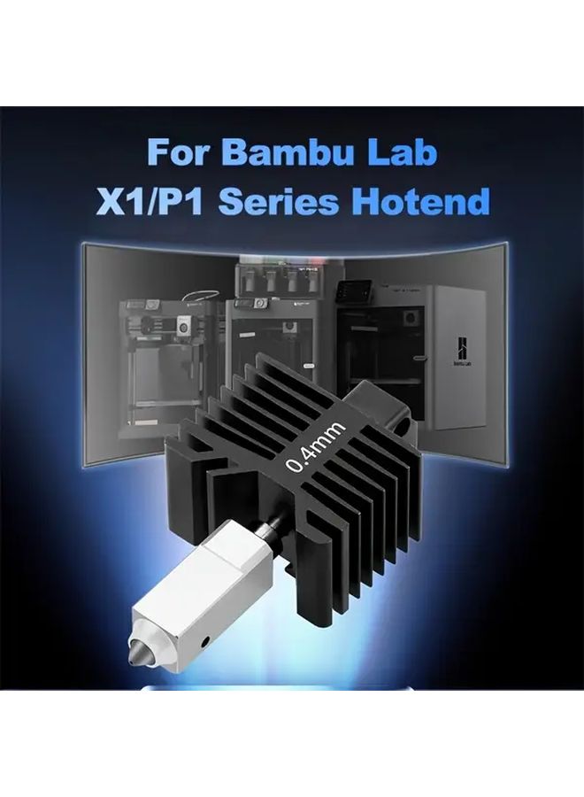 مجموعة رأس التسخين المصنوع من الفولاذ المقاوم للصدأ بقطر 0.4 مم لطابعات Bambu Lab P1P، P1S، X1، X1C — بديل مباشر، تركيب سهل، بدون إلكترونيات. - Image 4