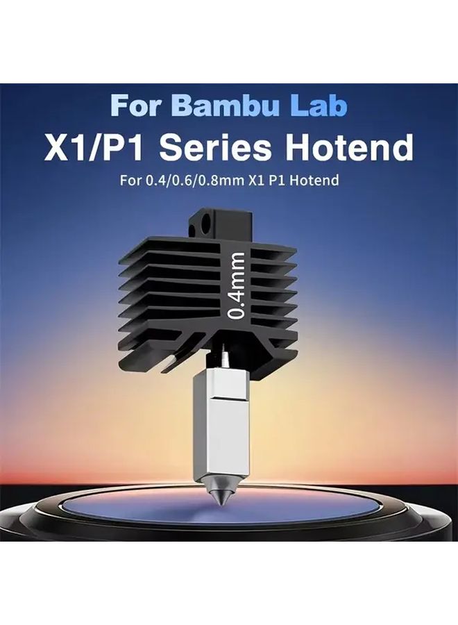 مجموعة رأس التسخين المصنوع من الفولاذ المقاوم للصدأ بقطر 0.4 مم لطابعات Bambu Lab P1P، P1S، X1، X1C — بديل مباشر، تركيب سهل، بدون إلكترونيات. - Image 3