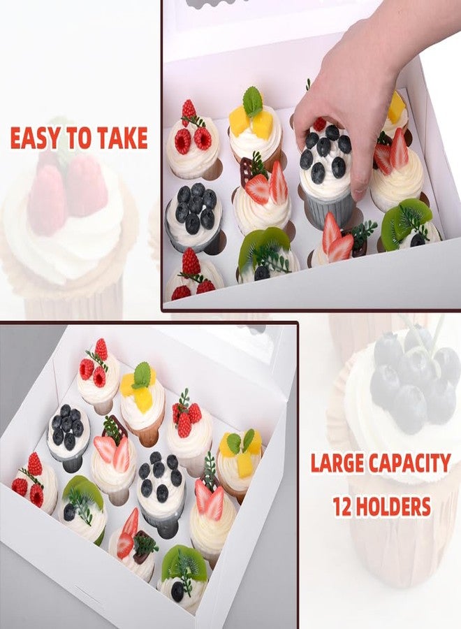 GRANDAN Pre-folded White Cupcake Container, Ultra Strong 12 Count with Window Boxes Holding 24 Pastry Box for Birthday Holiday Party Bakery Supplies, Cupcake boxes Set in Seconds (White-2 Pack) - Image 3