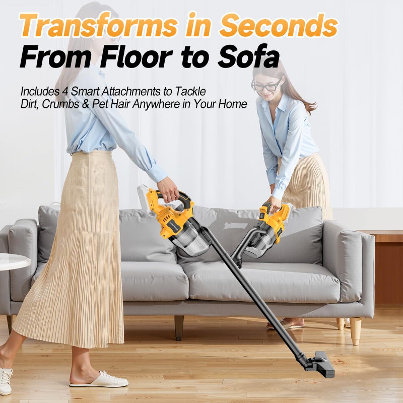 Fledukten Cordless Handheld Vacuum Cleaner Compatible with DeWalt 20V Battery, 16000Pa Strong Suction, 2 HEPA Filters & 4 Nozzles, Lightweight Portable Vacuum for Car, Home, Garage â€“ Tool Only - Image 3