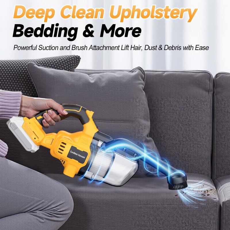Fledukten Cordless Handheld Vacuum Cleaner Compatible with DeWalt 20V Battery, 16000Pa Strong Suction, 2 HEPA Filters & 4 Nozzles, Lightweight Portable Vacuum for Car, Home, Garage â€“ Tool Only - Image 2