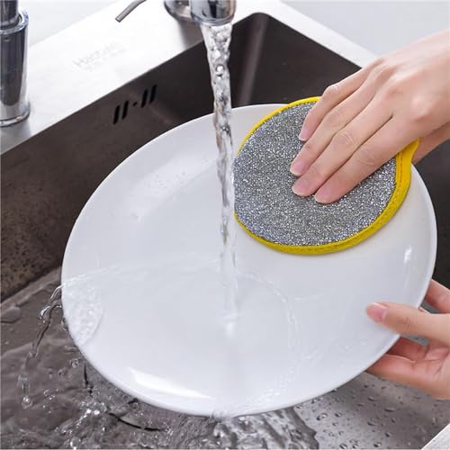 HSR Dish Sponges, Double Sided Non-Scratch Scrub Cleaning Sponges, Rough Scrubbers Side for Non-Stick Cookware, Soft Microfiber Scrub Side for Dishes (Pack of 10) - Image 4