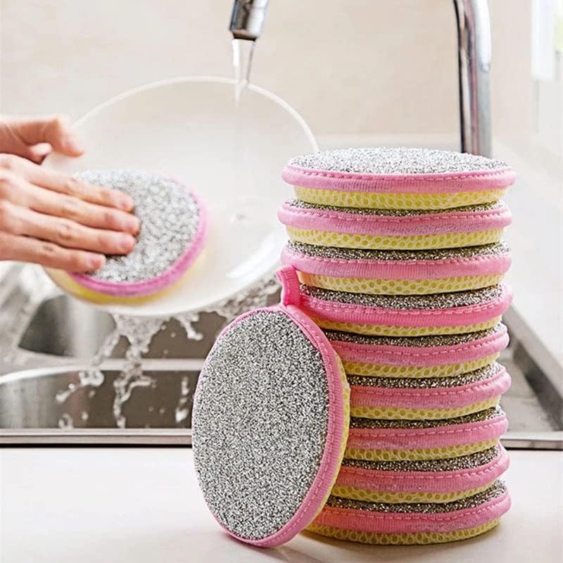 HSR Dish Sponges, Double Sided Non-Scratch Scrub Cleaning Sponges, Rough Scrubbers Side for Non-Stick Cookware, Soft Microfiber Scrub Side for Dishes (Pack of 10) - Image 1