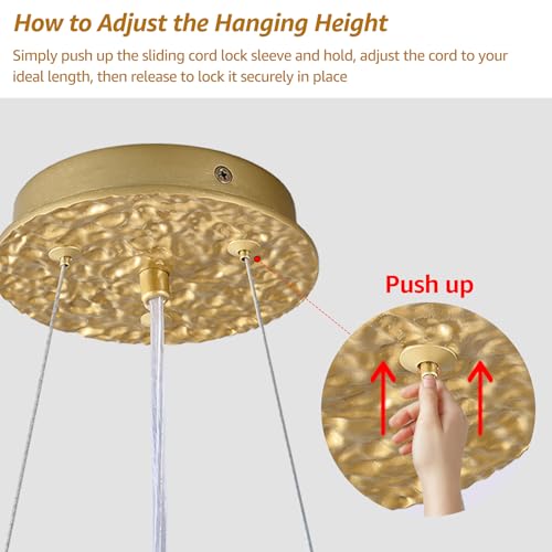 EGM Gold Crystal Chandelier, 24-Inch Modern Raindrop Light Fixtures 8-Light, Hanging Round Gold Dining Room Crystal Chandelier, Tree Branch Chandeliers for Bedroom Foyer E12 - Image 4