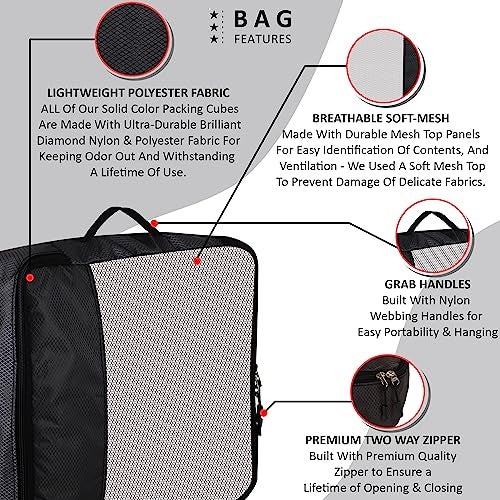 OxbOw Travel Organizer Pouch, Packing Cubes For Travel, Cloth Organizer For Travel, Suitcase Organizer For Travelling, Packing Bags For Travelling (Black, Large- Pack of 4) - Image 3