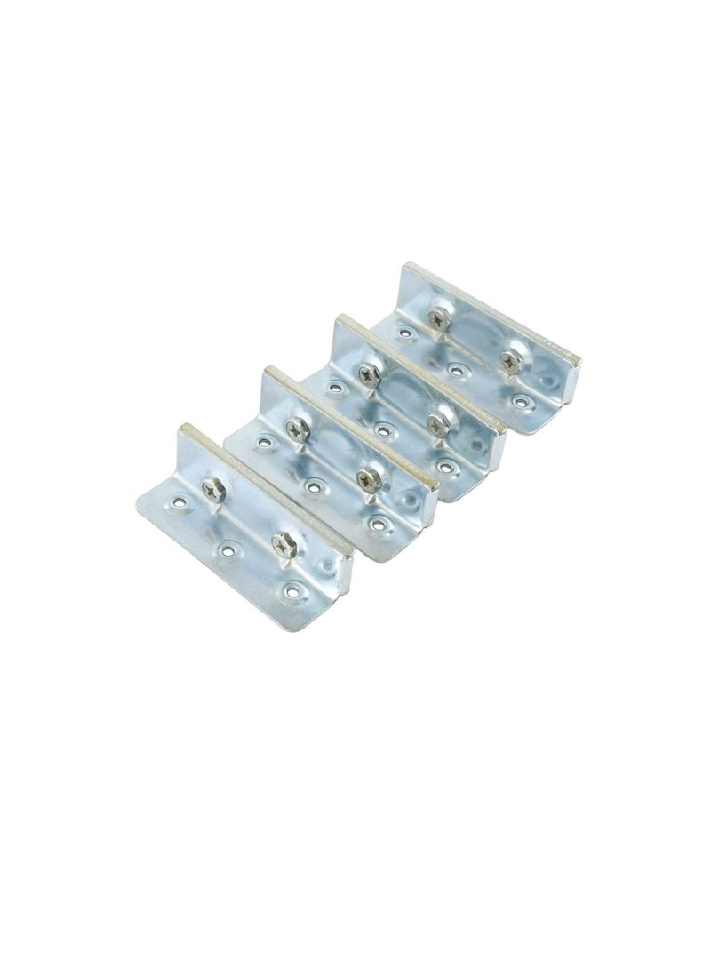 طقم مشابك سرير معدني من 4 قطع ، فضي - Image 1