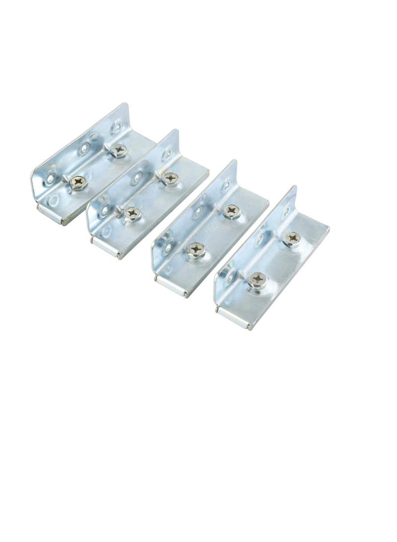 طقم مشابك سرير معدني من 4 قطع ، فضي - Image 2