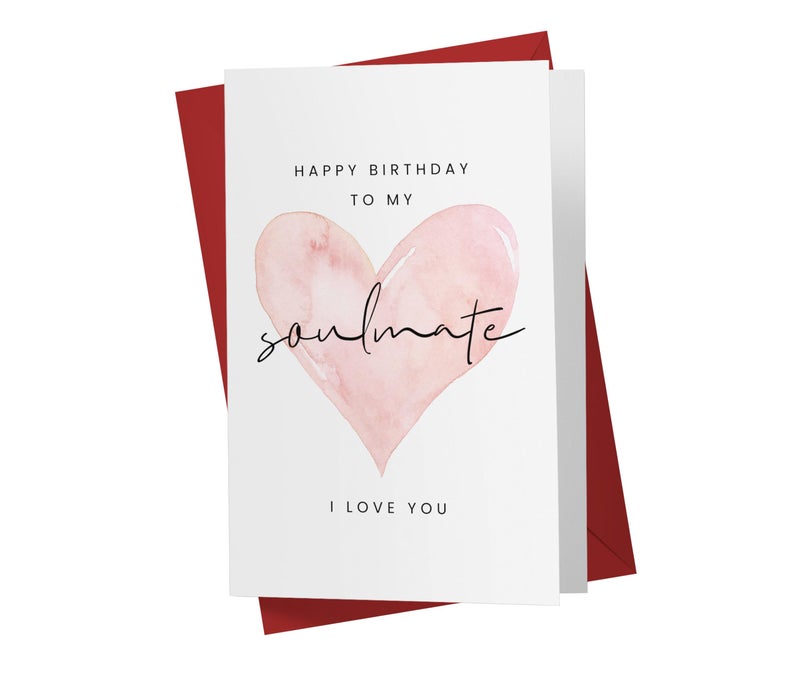 Karto Sweet Birthday Card for Husband Wife Him Her - Large 5.5x8.5 inch Boyfriend Girlfriend Birthday Cards - Soulmate Heart - Image 1