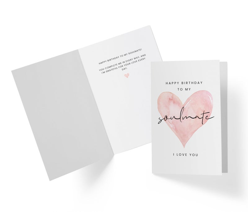 Karto Sweet Birthday Card for Husband Wife Him Her - Large 5.5x8.5 inch Boyfriend Girlfriend Birthday Cards - Soulmate Heart - Image 2