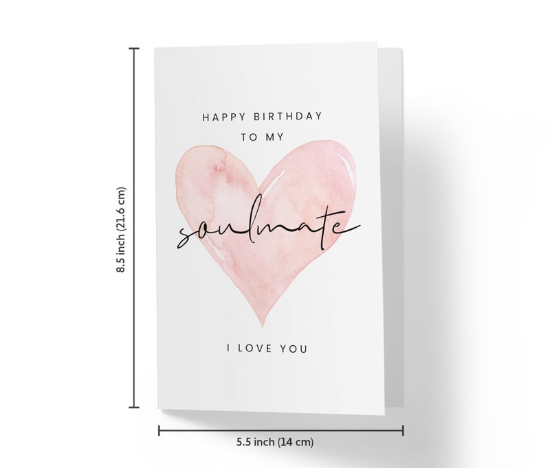 Karto Sweet Birthday Card for Husband Wife Him Her - Large 5.5x8.5 inch Boyfriend Girlfriend Birthday Cards - Soulmate Heart - Image 4