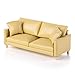 Minamzee112 Dollhouse Leather Couch Miniature Modern Double Sofa with Pillows Dollhouse Luxury Couch Furniture Accessories for Living Room Bedroom Yellow - Image 2