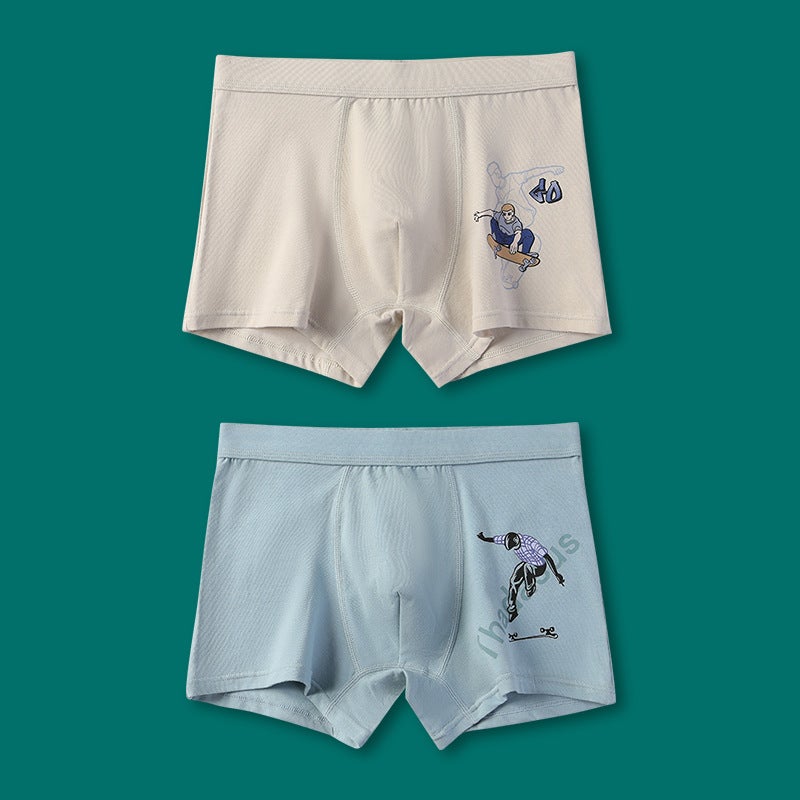 Boys Cotton Boxer Briefs Comfort Fit J011 # Mustard yellow-sodium blue 2 pack 