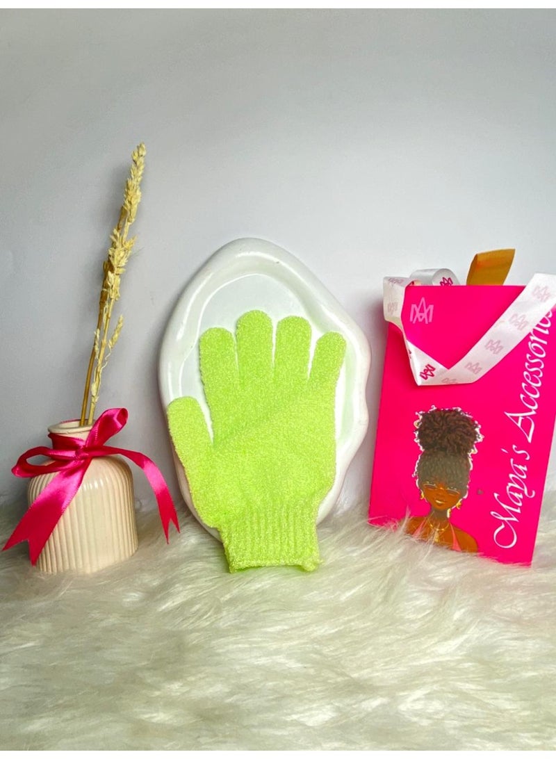 - قفازات تقشير من الخيزران للاستحمام - ليفة استحمام - مقشر للجسم للحمام - يزيل الشعر النامي تحت الجلد والجلد الميت قد يختلف اللون قطعة واحدة - Image 1