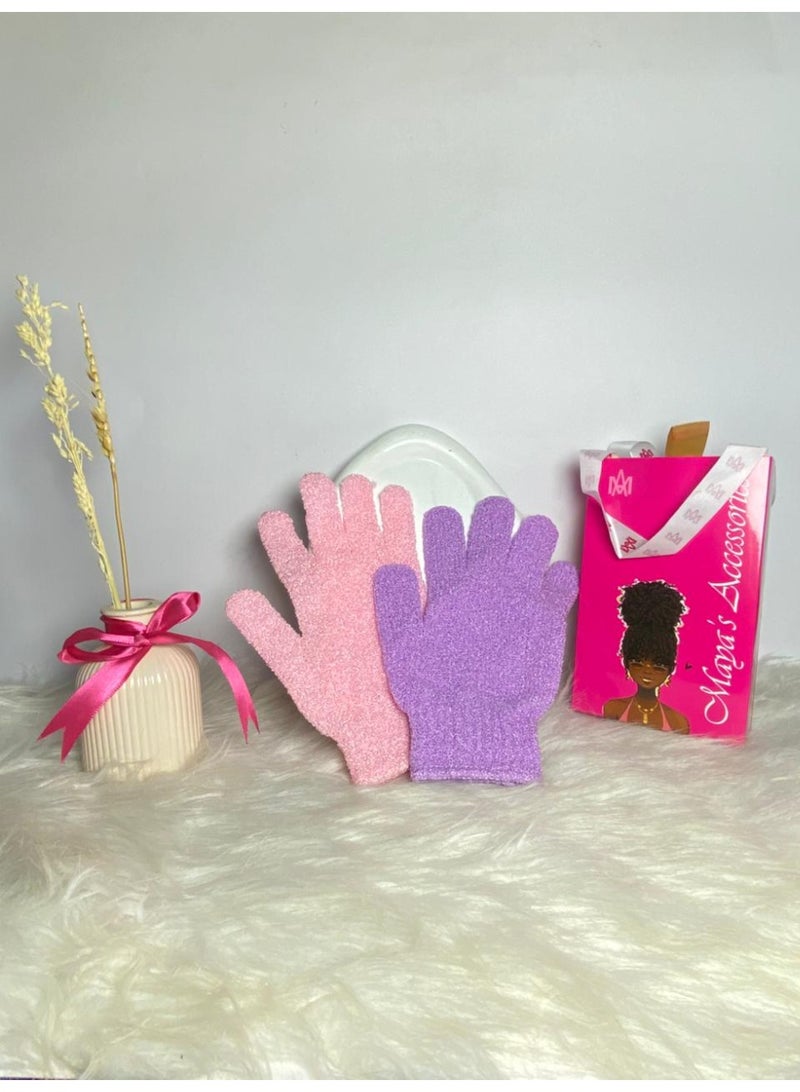 - قفازات تقشير من الخيزران للاستحمام - ليفة استحمام - مقشر للجسم للحمام - يزيل الشعر النامي تحت الجلد والجلد الميت قد يختلف اللون قطعة واحدة - Image 2