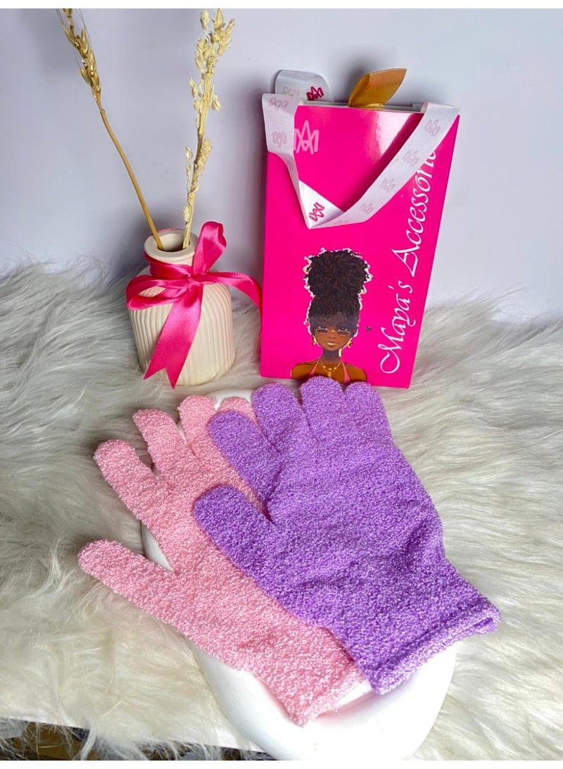 - قفازات تقشير من الخيزران للاستحمام - ليفة استحمام - مقشر للجسم للحمام - يزيل الشعر النامي تحت الجلد والجلد الميت قد يختلف اللون قطعة واحدة - Image 4