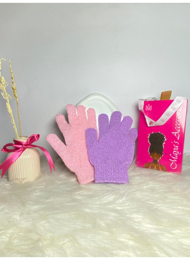 - قفازات تقشير من الخيزران للاستحمام - ليفة استحمام - مقشر للجسم للحمام - يزيل الشعر النامي تحت الجلد والجلد الميت قد يختلف اللون قطعة واحدة - Image 3