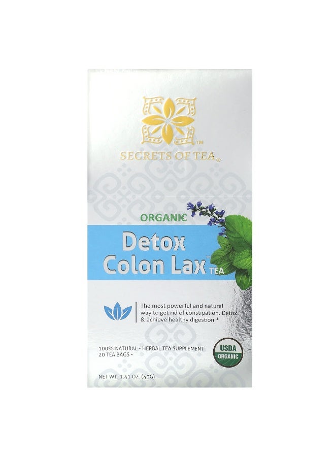Secrets of Tea, Organic Detox Colon Lax Tea, 20 Tea Bags, 1.41 oz (40 g) - Image 1