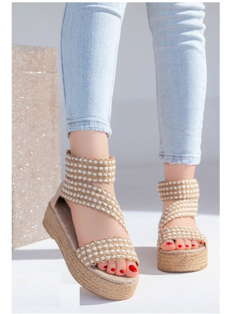 LIFESTYLISH Flat Sandal Burlap K-14 - Beige  - Image 2