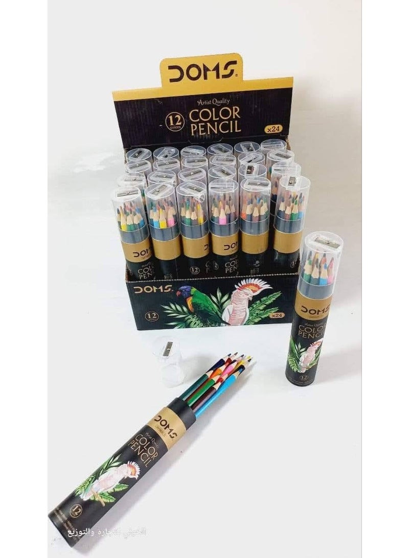 دومس أقلام تلوين طويلة بـ ١٢ لونًا - تصميم أنيق في علبة كرتونية مميزة للأطفال والمبدعين - Image 2