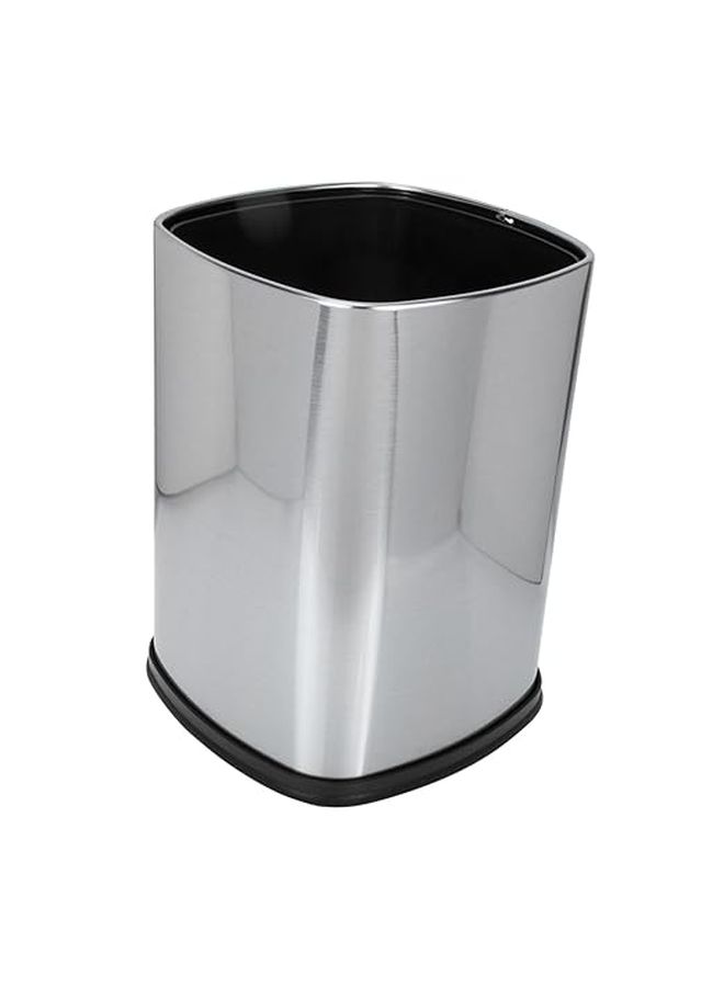Silver Stainless Steel Lidless Trash Can Waste Bin For Kitchen Bedroom Home - Image 1