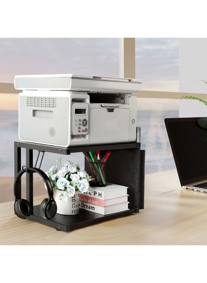 BTY Under Desk Printer Stand Small Printer Table with Storage 2 Tier Printer Cart with Wheels Desktop Printer Stands for Office Home Scanner Printer (Black) - Image 5