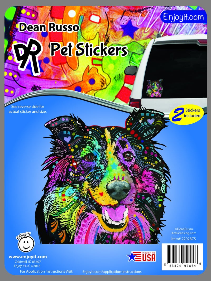 Enjoy It Dean Russo Sheltie Car Stickers, Shetland Sheepdog Decals Featuring The Artwork of Dean Russo, Outdoor Rated Vinyl Sticker Decals for Windows, Bumpers, Laptops or Crafts - 2 Pieces - Image 2