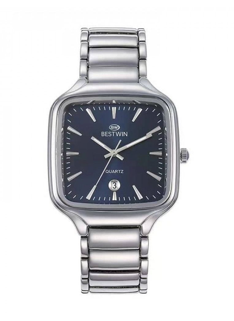 Bestwin WhatsAppTwitterFacebookTelegramSMSCopy Link Men's watch in a classic silver square design with a blue dial 