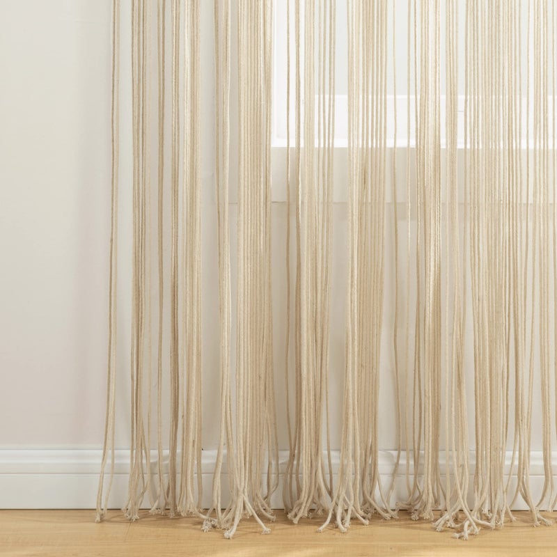 Lush Decor Boho Macrame Tassel Cotton Window Curtain Panel Single 40" W x 84" L Neutral - Macrame Curtains for Windows - Room Divider - Boho Wall Decor - Image 5