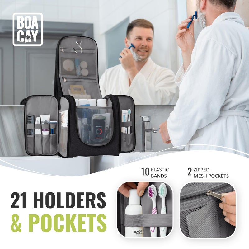 BOACAY Extra Large Hanging Travel Toiletry Bag for Women and Men, Makeup Bag, Bathroom & Shower Organizer Kit for Accessories, Cosmetics, Essentials - Image 2