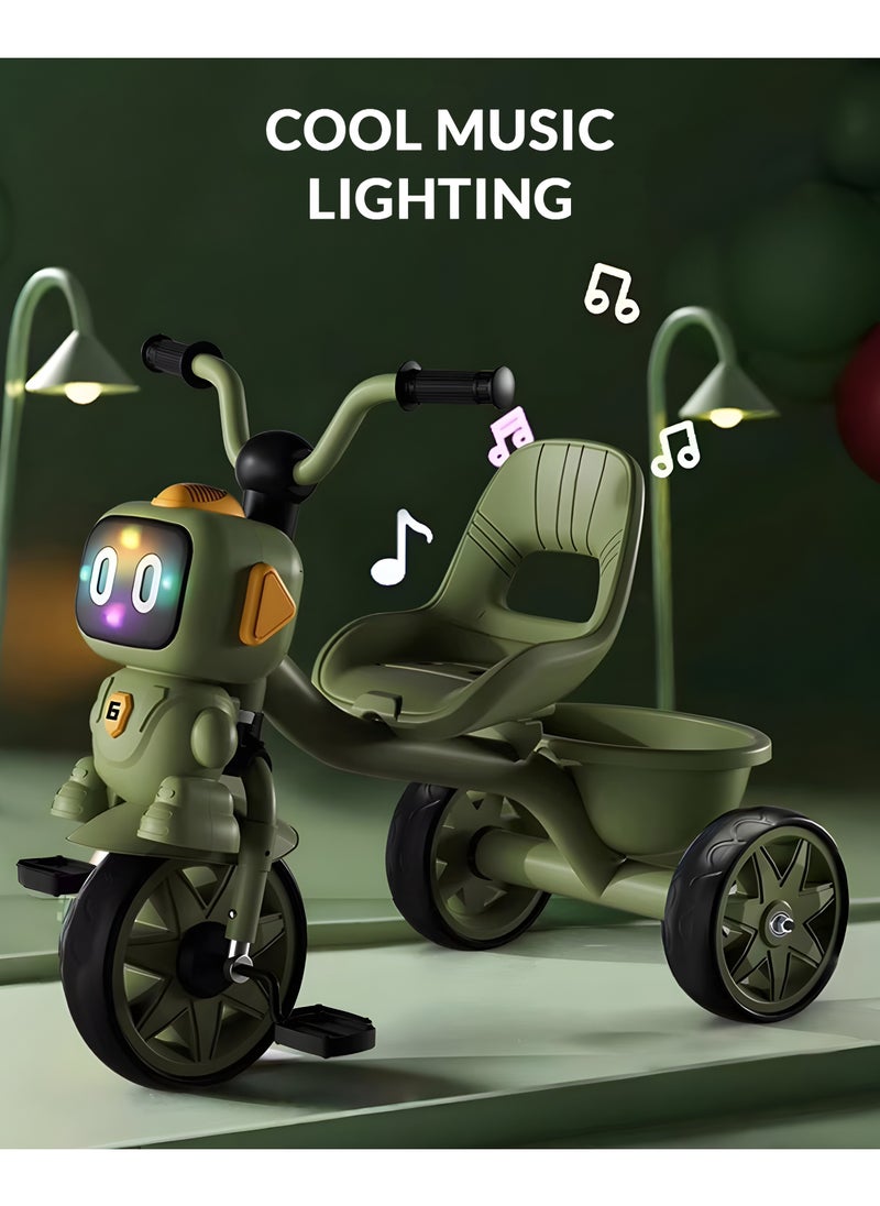 MarkedOne Toddler Toys Tricycle for Kids 2-5 Years - Balance Bike with Light & Music, Strong Steel Frame, Kids Tricycle with 3 Wheels & Back Storage Basket - Perfect Ride-On Toy for Boys & Girls Green  - Image 2