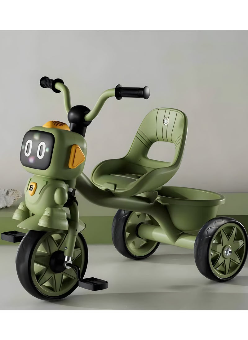 MarkedOne Toddler Toys Tricycle for Kids 2-5 Years - Balance Bike with Light & Music, Strong Steel Frame, Kids Tricycle with 3 Wheels & Back Storage Basket - Perfect Ride-On Toy for Boys & Girls Green  - Image 1