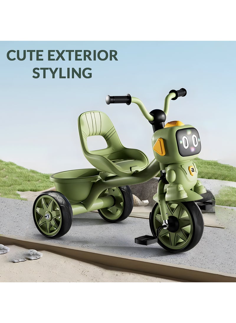 MarkedOne Toddler Toys Tricycle for Kids 2-5 Years - Balance Bike with Light & Music, Strong Steel Frame, Kids Tricycle with 3 Wheels & Back Storage Basket - Perfect Ride-On Toy for Boys & Girls Green  - Image 5