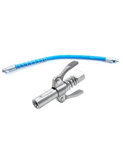 Mass Pro Mass Pro Grade 10000 PSI Grease Gun Coupler with Quick Release and 12 Spring Flex Hose HeavyDuty Metal Construction Compatible with All Grease Guns 18 NPT Fitting  - Image 1