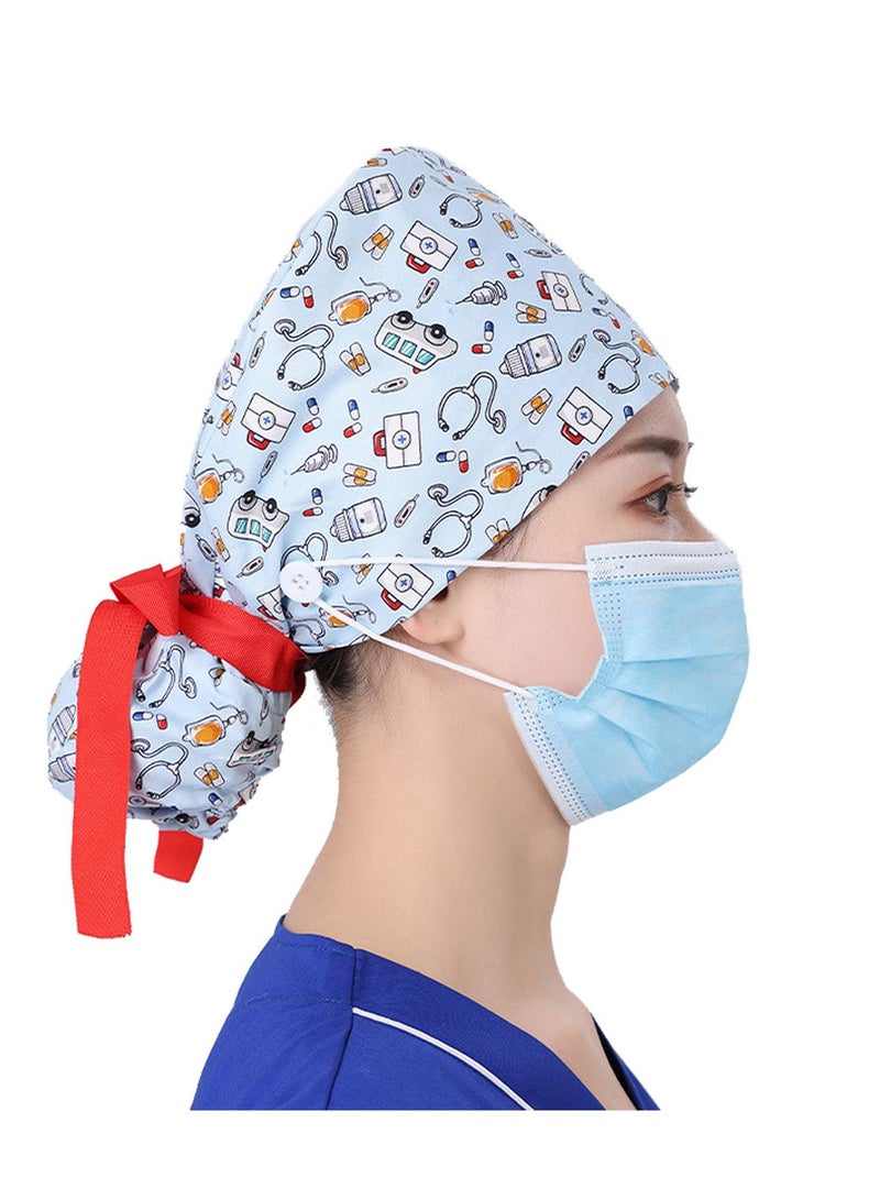 Loquat Working Hat, Adjustable Tie Back Working Cap, with ons and Sweatband, Head Covers Shower Caps, Cotton Ponytail Holder, for Women/Men, One Size - Image 2