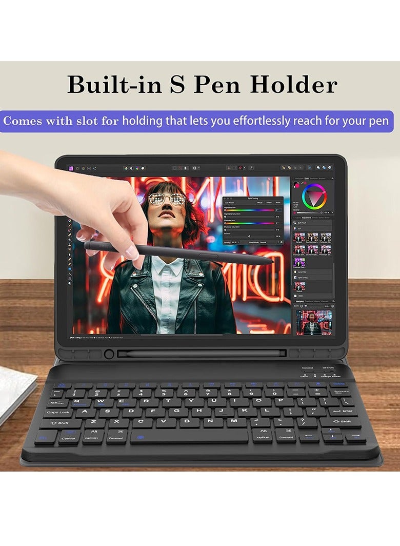 General For Samsung Galaxy Tab S10+ 12.4 inches/2024+ protective case, detachable Bluetooth keyboard, pen slot leather case  - Image 4