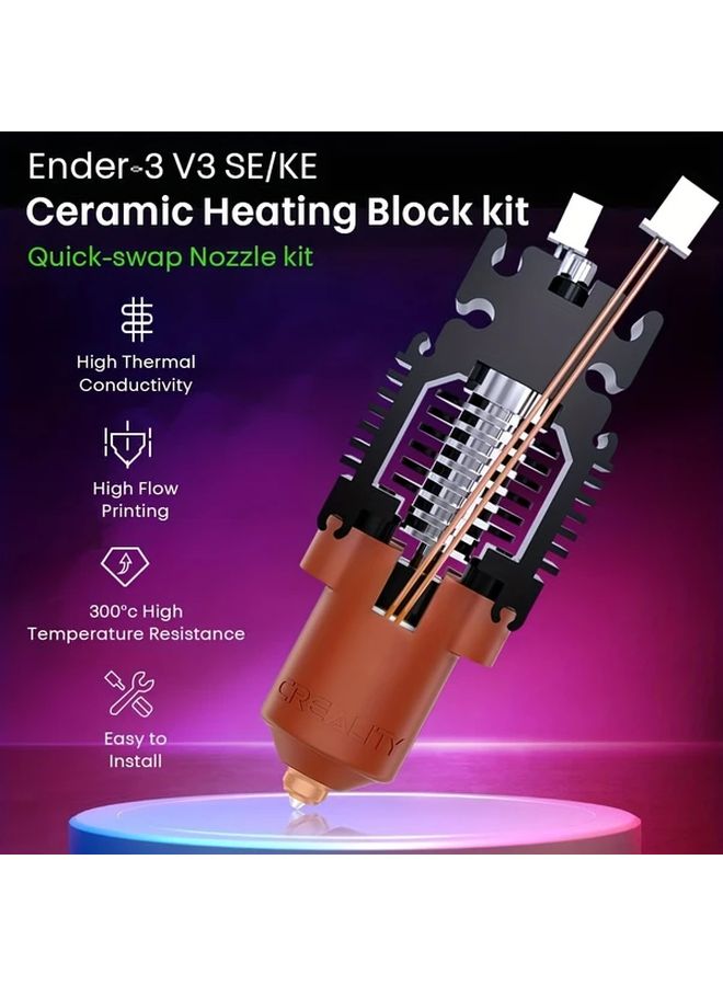 Creality Ender 3 V3 SE KE Ceramic Heating Block Kit Quick Swap Nozzle 300C High Temp - Image 5