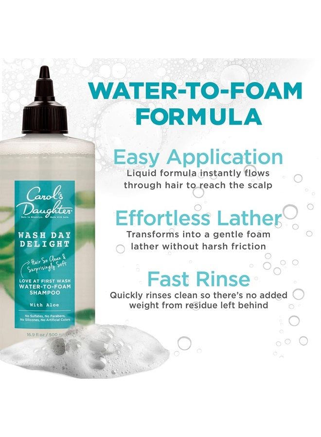 Carol's Daughter Wash Day Delight Love at First Wash Water To Foam Sulfate Free Shampoo with Aloe and Micellar Water, Paraben Free, Silicone Free, Micellar Shampoo for Kinky, Curly Hair, 16.9 fl oz  - Image 2