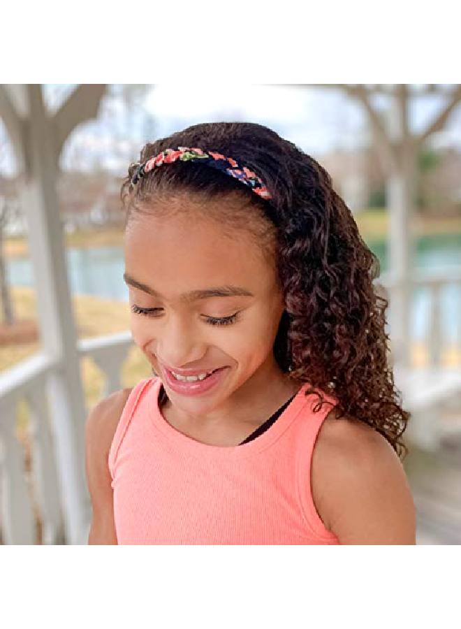 Loquat 4 Floral Headbands For Girls Adjustable Braided Hairband Hair Accessories For Women Teen Girl Cloth Fabric Head Bands For Birthday Party Favors Kids Flower Easter Basket Stuffers (Floral) - Image 4