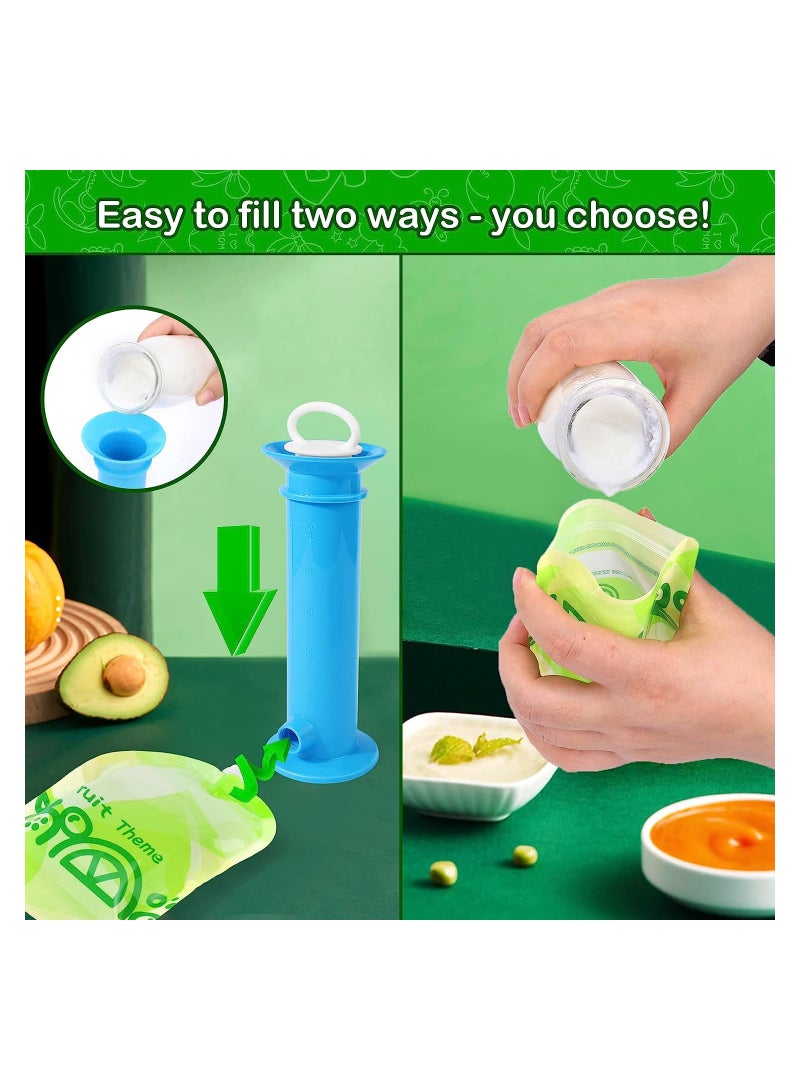SYOSI Baby Food Maker, with 4pcs reusable pouches for Toddlers Baby, Portable Baby Food Pouches Refillable Kit, with Bottom Double Lock Zipper, for Applesauce Yogurt Smoothie - Image 4