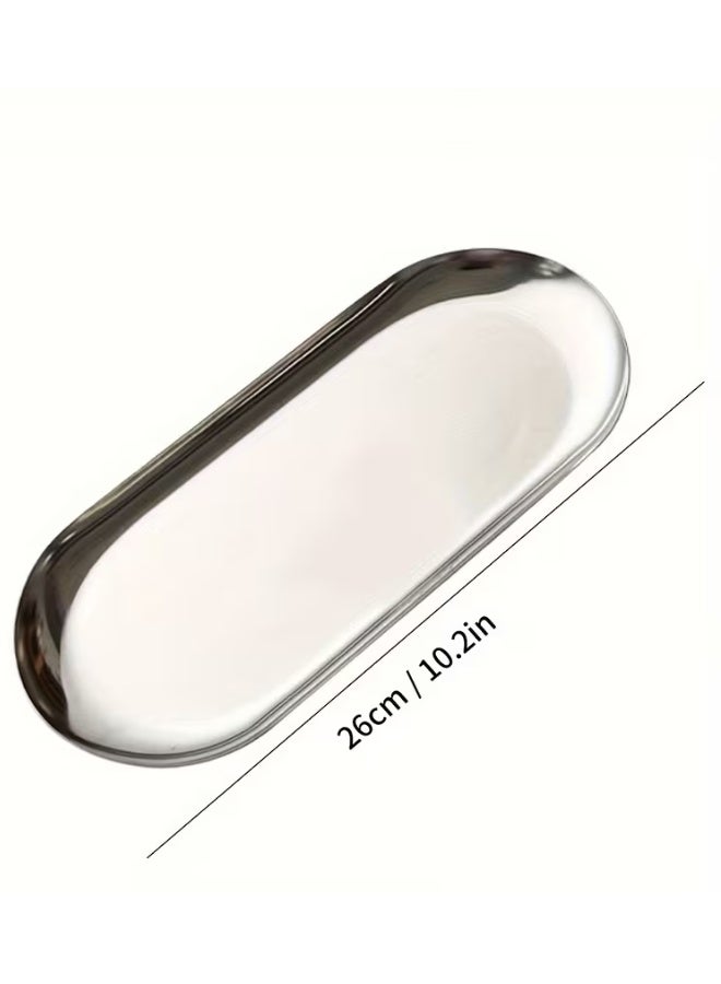 سوبر زي يوث طقم صواني صغيرة مكون من 4 قطع، مصنوع من الفولاذ المقاوم للصدأ الفضي، مناسب لتقديم الطعام، وتخزين المناشف، وأطباق الشاي والفواكه، وصواني المجوهرات، وصواني التخزين المزخرفة. - Image 3