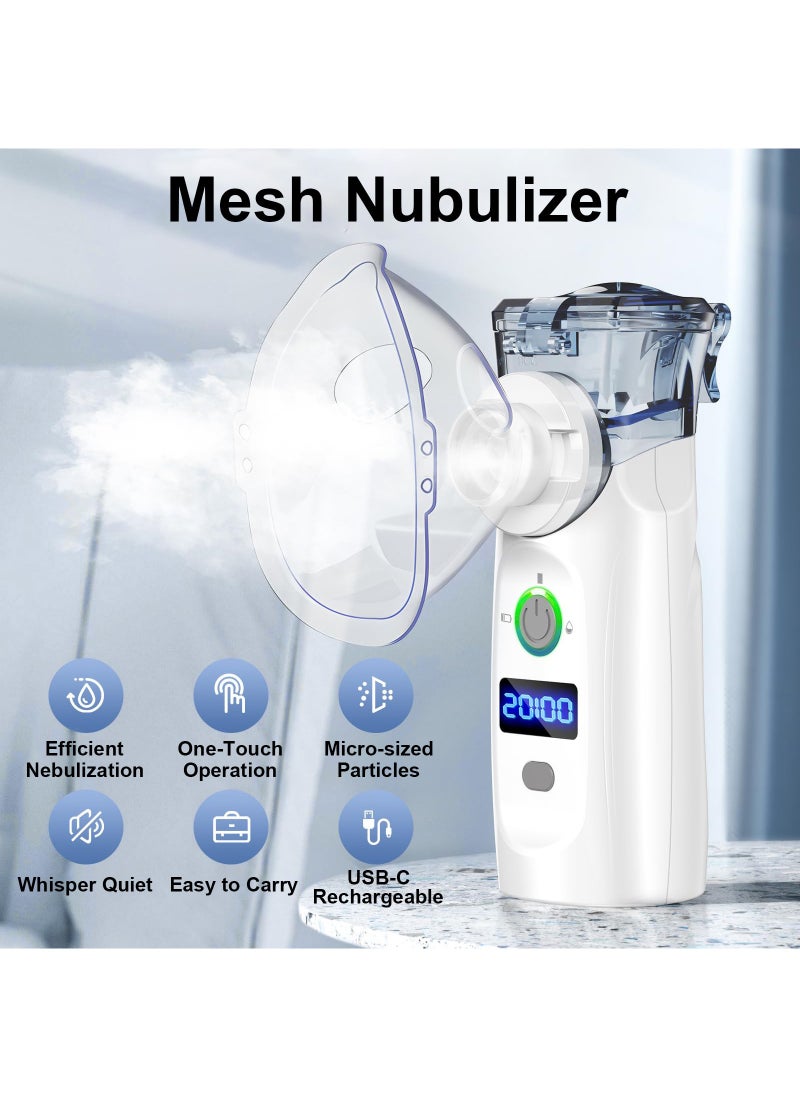 LOVNOV Portable Nebulizer - Ultrasonic Mesh Nebulizer Cool Mist Steam Inhaler for Moisture, USB-C Operated Mini Nebulizer Machine for Home Office Travel Use  - Image 2