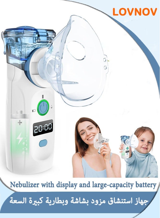 LOVNOV Portable Nebulizer - Ultrasonic Mesh Nebulizer Cool Mist Steam Inhaler for Moisture, USB-C Operated Mini Nebulizer Machine for Home Office Travel Use - Image 1