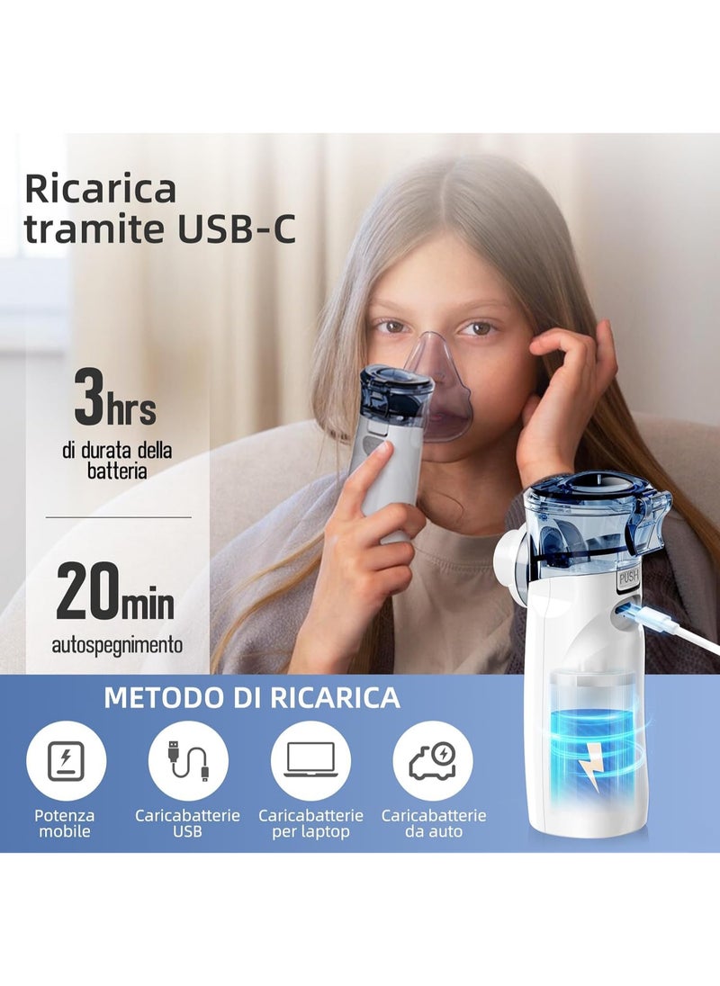 LOVNOV - Portable Nebulizer - Ultrasonic Mesh Nebulizer Cool Mist Steam Inhaler for Moisture, USB-C Operated Mini Nebulizer Machine for Home Office Travel Use - Image 1